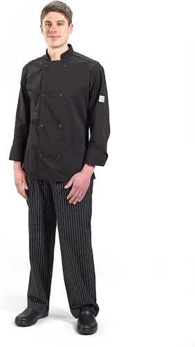 Miniatura 9 de Chamarra de cocina unisex Mercer Culinary con botones tradicionales, M, Negro, 1