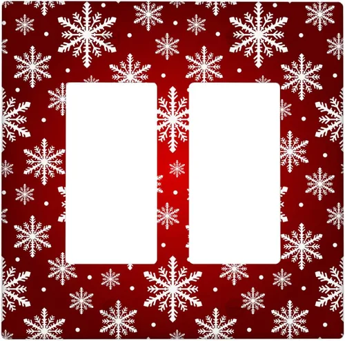 Miniatura 57 de Cubierta de interruptor de luz dúplex de 1 banda, cubierta decorativa de Navidad con copos de nieve rojos, placa frontal decorativa para cocina