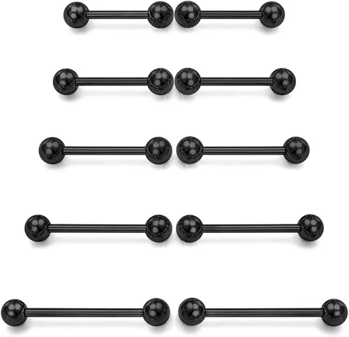 Miniatura 13 de Prjndjw 14G Acero quirúrgico rectas barras de pesas - Anillos para lengua y pezón para mujeres y hombres - Longitud 12MM, 14MM, 16MM, 18MM, 22mm