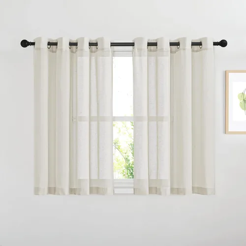 Miniatura 15 de NICETOWN Cortinas de lino traslúcidas con textura de lino de 84 pulgadas de largo, con ojales semitraslúcidos, tratamientos de ventana, privacidad