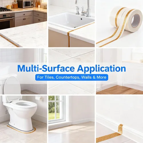 Miniatura 7 de Cinta adhesiva para embellecer huecos (6 M/20 pies), cinta adhesiva impermeable para calafateo para baño, cocina, inodoro, bordes de pared (negro)