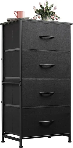 Miniatura 10 de WLIVE Cómoda de 4 cajones para dormitorio, unidad organizadora de almacenamiento de ropa de tela gris claro, cómoda para pasillo, entrada, armarios