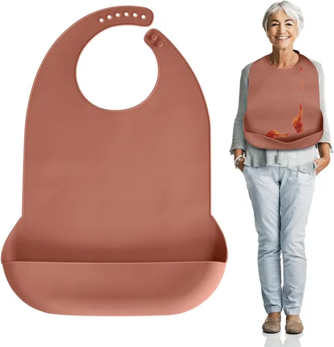 Miniatura 13 de Baberos para adultos Kinggrand Kitchen para hombres, mujeres, ancianos - Babero de silicona para adultos para comer - Baberos lavables con recogedor