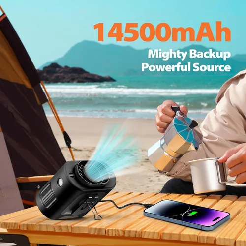 Miniatura 2 de AddAcc Ventilador de cintura portátil – Batería recargable de 14500 mAh, ventilador de cinturón de enfriamiento de 67 horas, 5 velocidades potentes