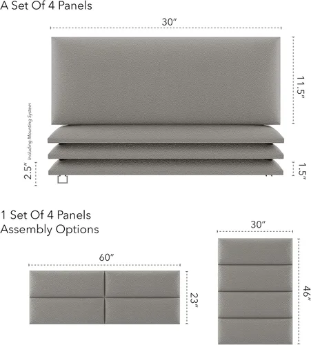 Miniatura 151 de Vant - Paneles tapizados para pared - Cabeceros montados en la pared tamaño King/Cal King - Cuero vintage blanco tórtola - Twin/King - Juego de 4