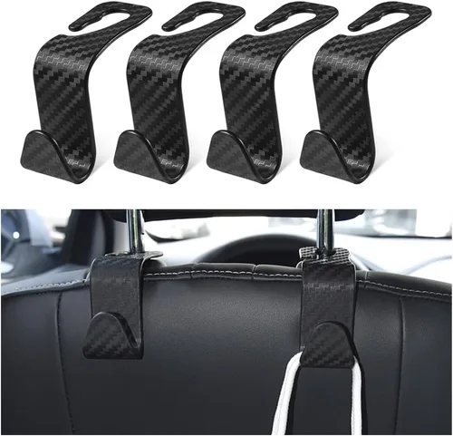 Miniatura 11 de 4 ganchos para reposacabezas de asiento de coche, soporte de colgador para asiento trasero, organizador de vehículo universal y elegante