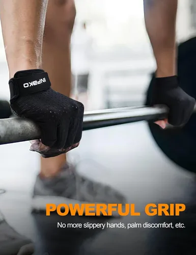 Miniatura 2 de Guantes de entrenamiento para hombres y mujeres, guantes de gimnasio de medio dedo, absorbentes de golpes, guantes de ejercicio antideslizantes