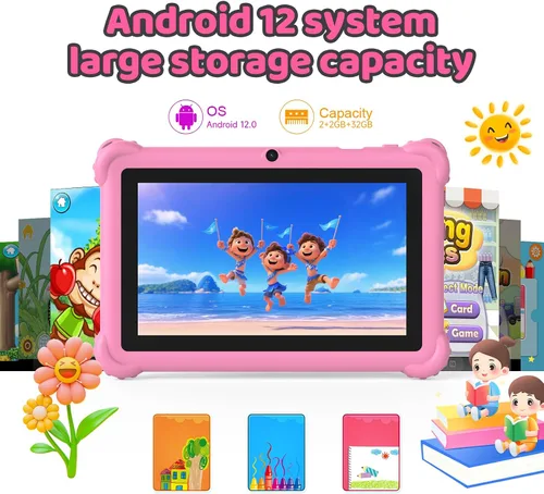 Miniatura 2 de Tableta para Niños de 7 pulgadas, Tableta Android para Niños Pequeños, Pantalla IPS de Protección Ocular, 4GB RAM 32GB ROM, Bluetooth Wifi, Tabletas
