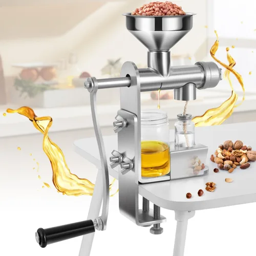 Máquina manual de prensa de aceite frío Extractor de aceite doméstico Expulsor de nueces de maní y aceite de semilla para prensa física y expulsión