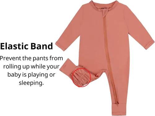 Miniatura 3 de GUISBY Pijama de bambú sin pies para bebé con mitones, manga larga con cremallera, se adapta cómodamente a los que duermen, paquete de 4