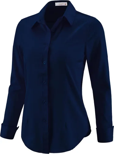 Miniatura 7 de Camisas con botones para mujer, camisas de vestir de manga larga, elásticas, sin arrugas, para el trabajo, blusas casuales de oficina