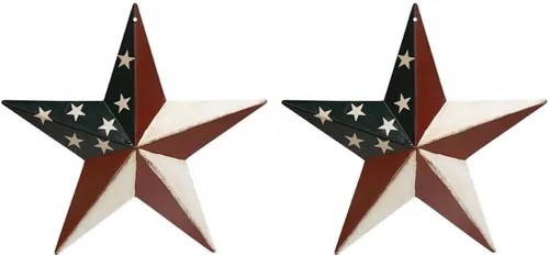 Miniatura 4 de Juego de estrellas de granero de metal 2 piezas 8 pulgadas negro Decoración de pared 3D (8 pulgadas, negro, 2 piezas)