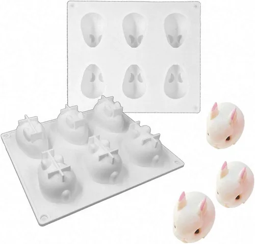 Moldes de silicona para mousse de conejo, tamaño pequeño, 3D, molde para hornear pastel de conejo, gelatina, pudín, bandejas de cubitos de hielo,