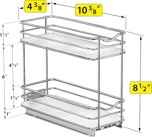 Miniatura 5 de LYNK PROFESSIONAL® Organizador de especias extraíble para armarios de cocina interiores - 4-3/8 pulgadas de ancho - cajón deslizante - Estante