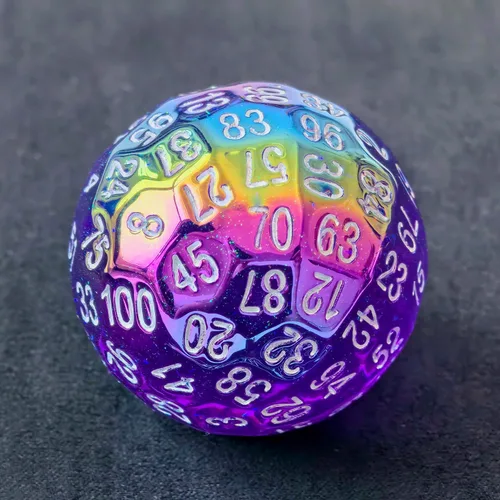 Miniatura 18 de Bescon Dados poliédricos translúcidos 100 lados, D100 transparente muere, Cubo de 100 lados, Dados de juego D100, Cubo de ámbar de 100 lados