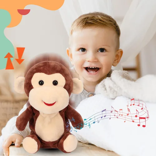 Miniatura 3 de Easfan Talking Monkey Repeat What You Say - Peluche eléctrico de peluche divertido interactivo para hablar, regalos de cumpleaños para niños