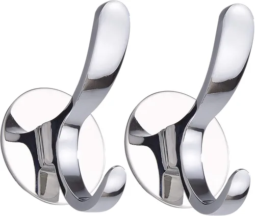 Ganchos adhesivos de acero inoxidable autoadhesivos para bata de baño, cocina, gancho de pared, sin tornillos, sin daños Plata