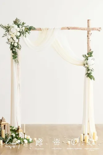 Miniatura 2 de Ling's moment - Flores básicas de arco con cortinas (juego de 4) – 2 piezas de flores con 5 cortinas de arco para decoración de árbol de 5 pies x 6