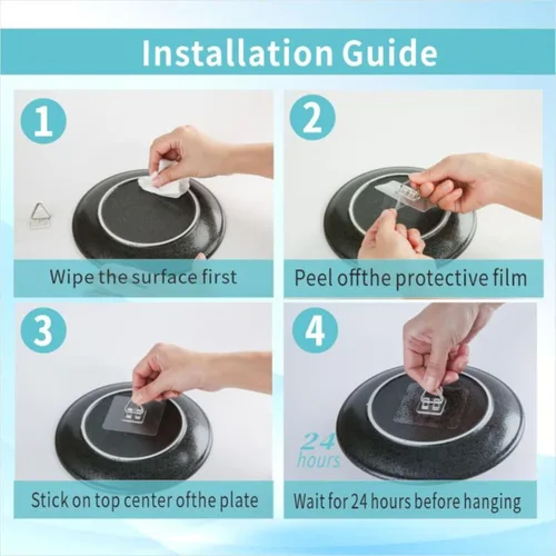 Miniatura 5 de Paquete de 12 ganchos adhesivos para fotos, ganchos de pared invisibles sin clavos para platos, marcos de fotos y decoración de pared (2.6 pulgadas)