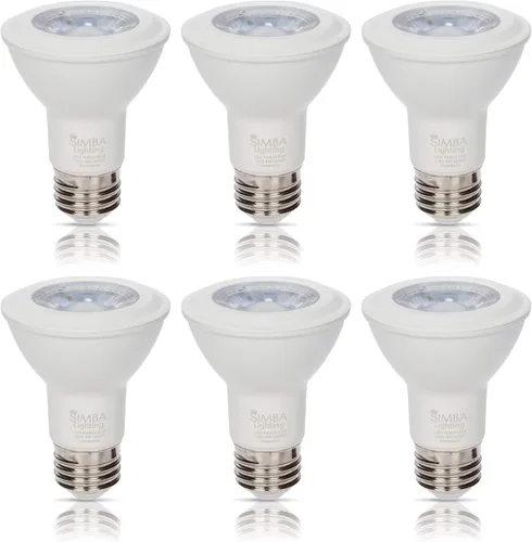 Simba Lighting Bombilla LED PAR20 de 6 W 38 grados regulable (paquete de 6 unidades) para lata empotrada de interior, campana extractora y exterior
