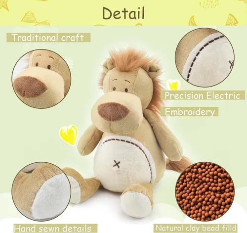 Miniatura 7 de Animal de peluche de león para microondas, refrescante y calentable para calambres, juguetes de peluche para la hora de acostarse, regalos de león