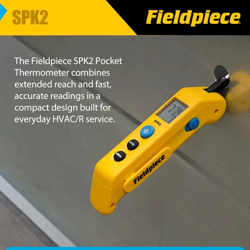 Miniatura 5 de Fieldpiece SPK2 termómetro plegable de bolsillo en canal con control Max/Min y sonda de acero inoxidable