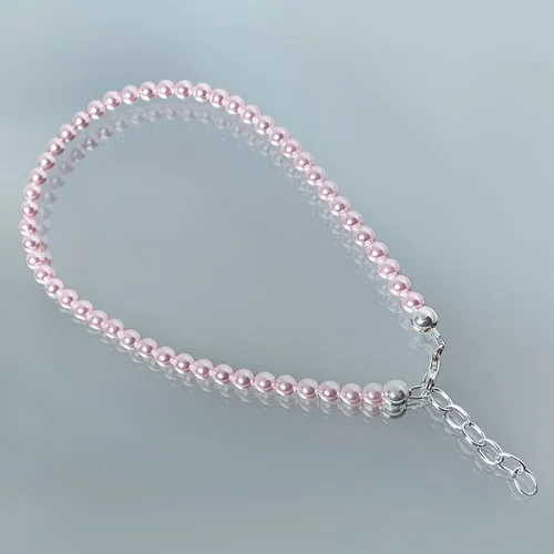 Miniatura 2 de Gem Avenue Tobilleras redondas de plata esterlina ajustable de perlas de imitación de 9 a 10 pulgadas