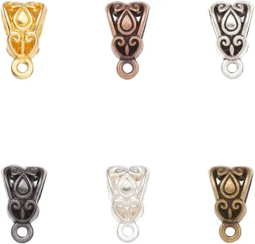 Miniatura 8 de PH PandaHall 180 dijes de cuentas de fianza, 6 colores de plata tibetana, colgantes de tubo de cuentas, eslabones espaciadores, cuentas sueltas