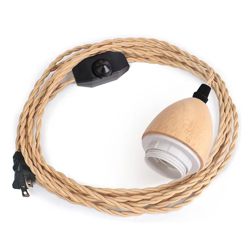 Miniatura 8 de Arturesthome Kit de cable de luz colgante de 9.8 pies con interruptor regulable, lámpara vintage, cable de nailon trenzado E26 E27, casquillo