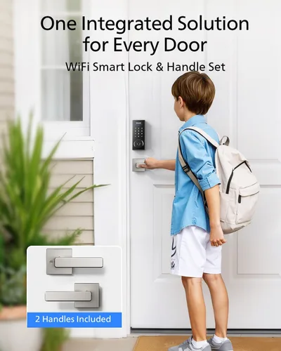 Miniatura 8 de Cerradura inteligente Philips WiFi con asa, cerradura de puerta sin llave con huella dactilar y puente WiFi, cerraduras inteligentes para puerta