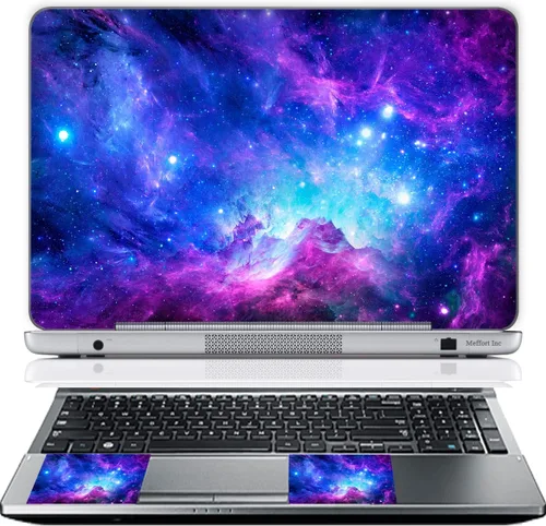 Meffort Inc Adhesivo decorativo para laptop de hasta 12.3 pulgadas (incluye 2 muñequeras) - Nubes de galaxia