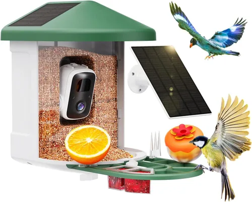 Miniatura 7 de HARYMOR Comedero para pájaros con cámara con IA para identificar especies de aves alimentado por energía solar, casa inteligente para pájaros