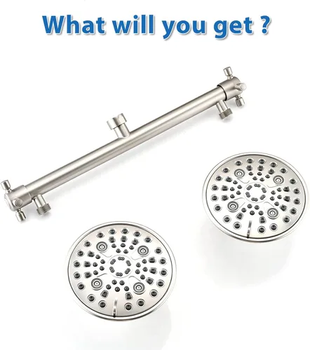 Miniatura 7 de Proox Cabezal de Ducha Doble con Válvula Integrada, Cabezal de Ducha Dual de Alta Presión con 6 Ajustes para Pareja en Baño con Camina o Individual