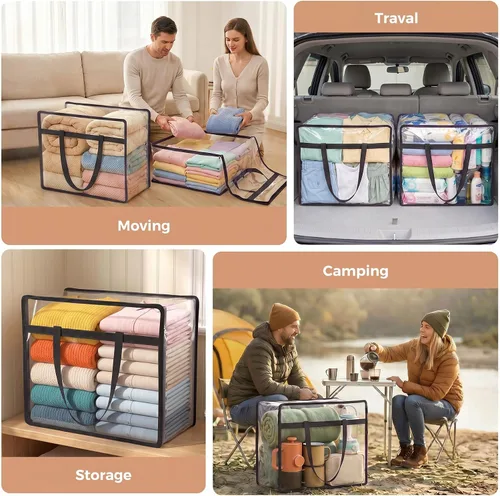 Miniatura 6 de Bolsas de almacenamiento Budding Joy con cierre transparente para ropa, organizadores de armario de 40L y contenedores de almacenamiento, bolsa