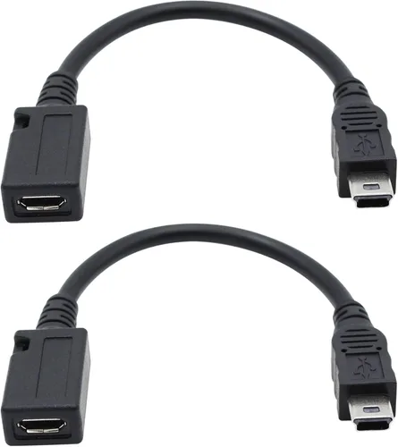 Cable adaptador micro USB a mini USB, 5.5 in, macho 5P a hembra 5P, soporta transferencia de datos, carga y sincronización