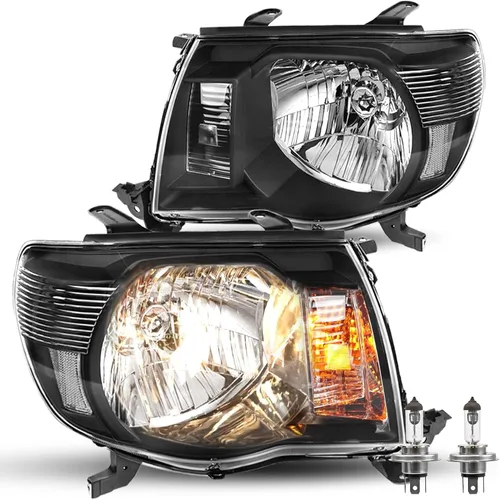 Miniatura 9 de JSBOYAT Conjunto de faros delanteros de recambio para camioneta Toyota Tacoma 2005-2011, bombillas incluidas (carcasa negra con reflector ámbar)