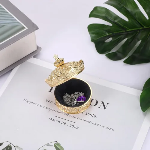 Miniatura 2 de Hipiwe Joyero antiguo con diseño de corona del tesoro, caja de almacenamiento para recuerdos, regalo para mujeres