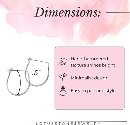 Miniatura 4 de Aretes de aro finos martillados, elegantes plata esterlina geométrica sólida, relleno de oro y relleno de oro rosa; para mujer por Lotus Stone