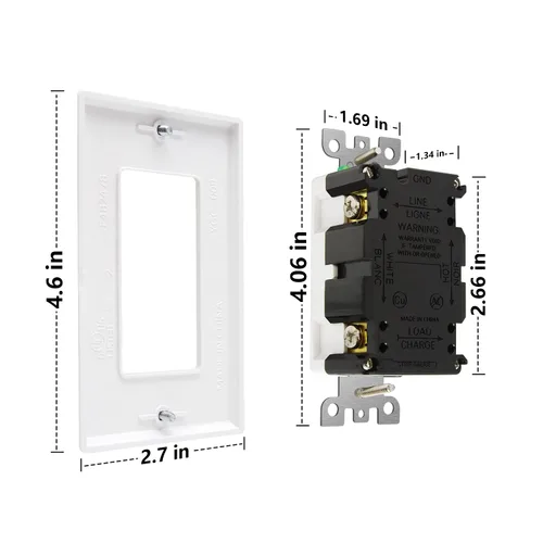 Miniatura 19 de POWAWINI - Enchufe GFCI de 15 amperios, certificación UL, receptáculos GFI de autocomprobación, resistentes a manipulaciones, resistente a la Blanco