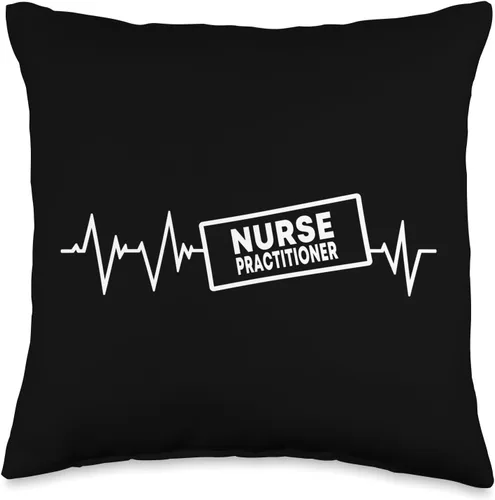Nurse Practitioner Job Design NP Registered Nurses Practitioner Heartbeat Love NP - Almohada de enfermería, 16 x 16 pulgadas, multicolor
