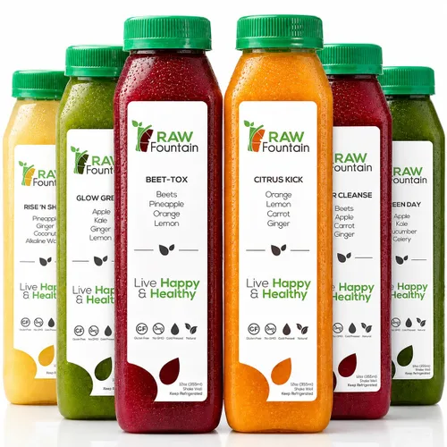 Miniatura 12 de Raw Fountain, limpieza de jugo de 3 días de limpieza natural de desintoxicación cruda, jugo para restablecimiento corporal, jugo prensado en frío