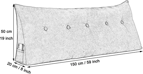 Miniatura 2 de Almohadas de cuña para sentarse en la cama, almohadas de lectura, almohada triangular con funda de almohada extraíble, cojín de respaldo para sofá