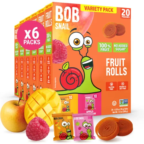 Miniatura 9 de Bob Snail Rollos de frutas – Arándanos y frambuesa, 50 unidades, aperitivos de frutas naturales, veganos, sin azúcar añadido, aperitivo para niños