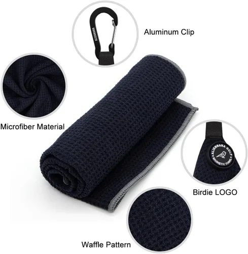 Miniatura 8 de Toalla de golf magnética, diseño de gofre de microfibra con clip, imán de fuerza industrial para un fuerte agarre a bolsas de golf, carritos y palos