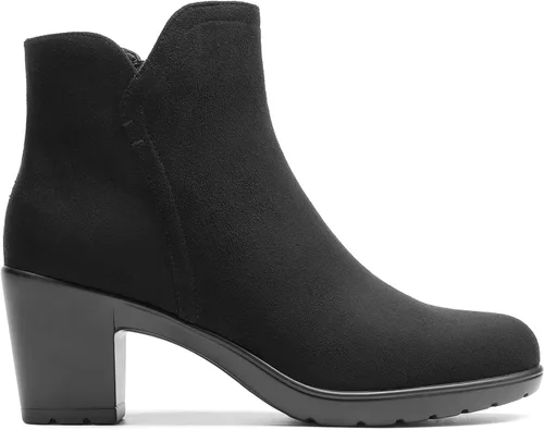 Miniatura 2 de DREAM PAIRS Botines de tacón bajo y grueso para mujer, con puntera de almendra, para otoño, botas cortas