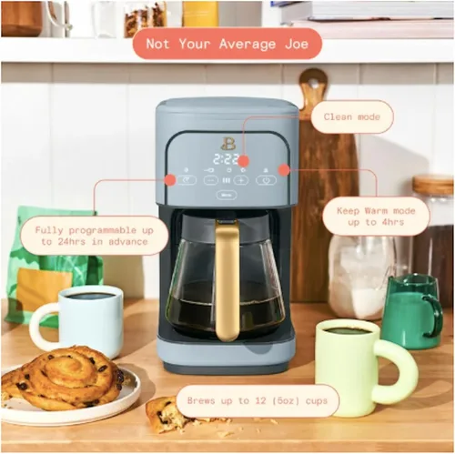 Miniatura 5 de Beautiful Cafetera de goteo programable de 12 tazas de Drew Barrymore (azul aciano)