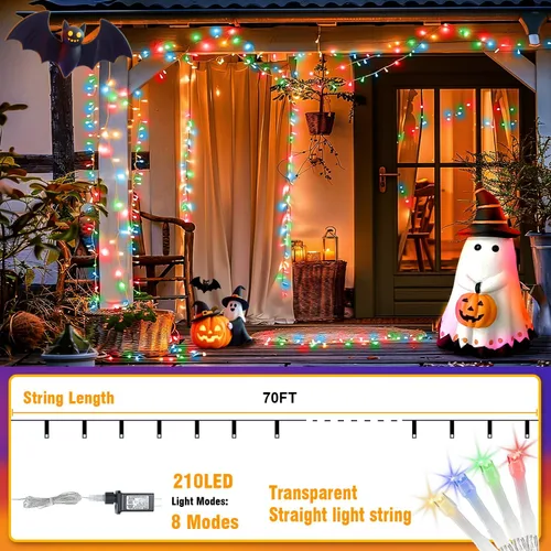 Miniatura 3 de WASTROYAL- Guirnalda de 210 luces led, 70 pies, crean un deslumbrante brillo azul ideal para envolver árboles, decorar ventanas, rieles de escalera