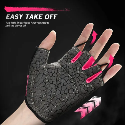 Miniatura 3 de Guantes de bicicleta para hombres y mujeres con almohadilla antideslizante que absorbe los golpes, guantes de ciclismo ligeros de medio dedo
