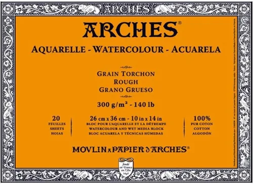 Miniatura 4 de Bloque de papel acuarela Arches, prensado en frío, 8" x 10", 140 libras