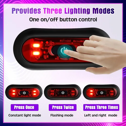 Miniatura 3 de Tujoe Juego de 2 luces LED rojas para casco trasero de motocicleta, luces traseras recargables para casco de advertencia de seguridad con cable USB